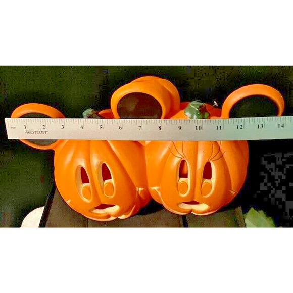 Vintage Disney Mickey and Minnie Mouse Halloween Pumpkin Blow Mold with Light - Picture 8 of 9